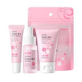 LAIKOU- Set de cuidado de la piel JAPAN SAKURA Sets de regalo de belleza para mujeres Kit de cuidado de la piel con suero, crema para ojos, crema faci