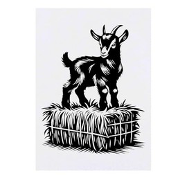 'Goat On Straw Bale' Temporary Tattoo - Water Resistant, Skin-Safe, Non-Toxic Transfer (TO00075477)