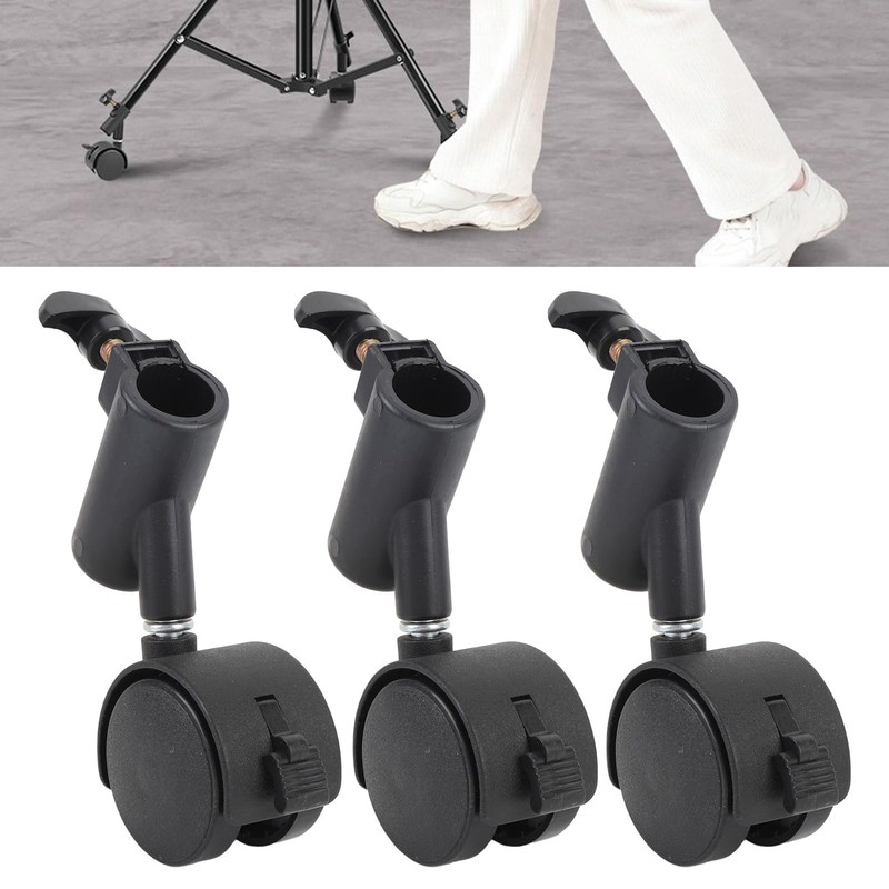 360° Rotatable Quiet Light Stand Wheels, Pack of 3 Tripod
