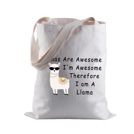 BLUPARK Funny Llama Gift for Llama Lover Llamas Are Awesome I'm Awesome Therefore I'm A Llama Shopping Bag Animal Lover, Llamas, One Size, Retro