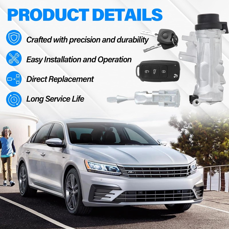 1K0905851B Ignition Switch Lock Cylinder Assembly Fit for 2006-2018 VW