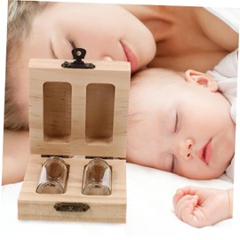 Garneck Box Lanugo Umbilical Cord Preservation Wooden Stand Baby Holder Children's Stand Baby Hair Container Teeth Holder Children's Teeth Holder Keepsake Collection Box Souvenir Storage Box Baby