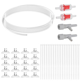 Pack of 45 Aquarium Air Pump Accessories, 4 m Aquarium Hose with 2 Aquarium Air Flow Regulator Valves, 2 Check Valves, 20 Suction Cup Clips, 20 Cable Ties for Aquariums, Indoor Garden, Fish Tank