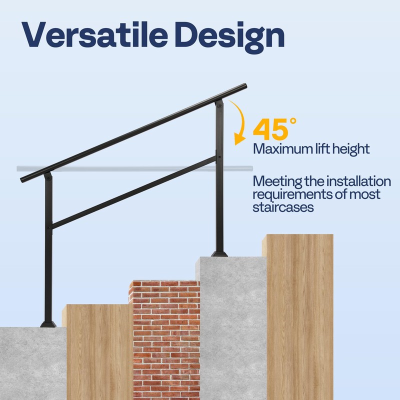 VIVOHOME 2-Pack 4 Step Hand Rails for Outdoor Steps, Galvanized