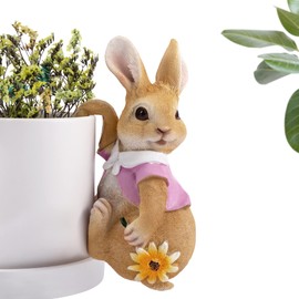 JelyArt Miniature Sculpture Outdoor Garden Statue, Resin Crafts Rabbit Garden Ornaments Hanging Decor(Pink)