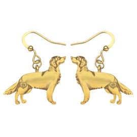 NEWEI Antique Gold Silver Plated Golden Retriever Dog Earrings Vintage Dog Dangle Drop for Women Teens Girls (Gold)