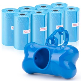 Depets Dog Poop Bags, Leak-Proof Dog Waste Bags with Dispenser and Leash Clip, Unscented Pet Poop Bags for Doggy, Blue-160 Bags