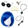 5Pcs Blue Wig for Women Halloween Women Cosplay Costume