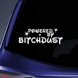 Bargain Max Decals Powered by Bitchdust Sticker Decal Notebook Car Laptop 5.5" (White)