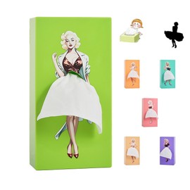 SENIURIS Beautiful Tissue Box with Long Skirt for Girls, Creative Cartoon Tissue Cover Paper Dispenser for Home, Office and Car (Green)