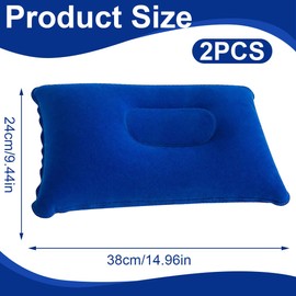 EIHI 2 Stück 38x24cm Aufblasbares, outdoor kissen reisekissen, strandkissen, für Camping/Reise mit abnehmbarem Kissenbezug, ergonomisches Kissen, bequem, für Reisen/Outdoor, Blau