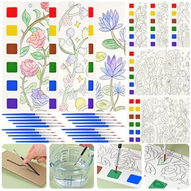 Vileafy Painting Party Favors Coloring Kit for Girls 8-12 Years Old, Great Gifts for Party Favors, Stocking Stuffers, Travel or Outdoor Activities with 20 Paintbrushes (Flowers)