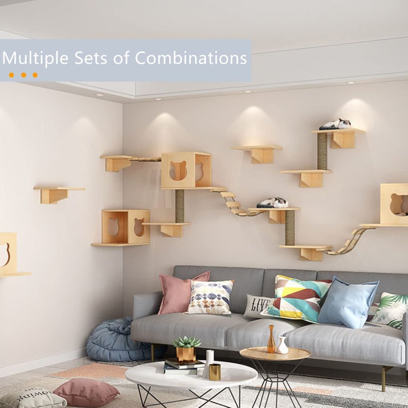 Cat Wall Shelves/Furniture, Shelves, Perches and Steps Set with 2
