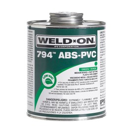 Weld-On 13369 794 ABS-PVC Medium-Bodied High-Strength Transition Solvent Cement - Fast-Setting and Low-VOC, Green, 1/4 Pint (4 fl oz)