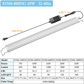 HITOP 32-40in Full Spectrum LED Aquarium Light with Timer, Auto 24/7 Lighting Cycle& 10-Level Brightness Adjustment, Fish Tank Light for Plant Growth, with Extendable Brackets