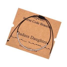 JoycuFF Daughter Morse Code Bracelets for Mom Daughter Mother's Day Gifts for Her Long Distance Relationship Birthday Christmas Jewelry Funny Fashion Silk Wrap Bracelet Simple Birthday Jewelry Gifts