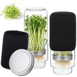 Updated Sprouting Kit, Seed Sprouting Jars with Sleeves and Lids, 2 Pcs