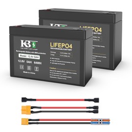 KBT 12V 5Ah Rechargeable LiFePO4 Lithium Battery (2Pack in Series to 24V) for Power Wheels, Ride On Toys, Game Camera, Razor Scooter, Pocket Mod, Built-in 10A BMS