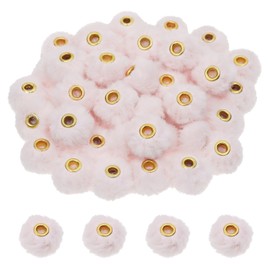 Tupalizy 50PCS Fluffy Faux Fur Pom Poms Beads Soft Fuzzy Spacers Beads for Bracelets Jewelry Making Keychains Pens Earrings Garland Headband Hats DIY Crafts Projects Gifts Accessories (Light Pink)