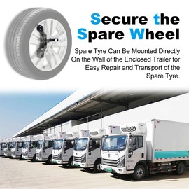 Mantt Universal Spare Tire Carrier Wall Mount Bracket Fit for Most Spare Tires Enclosed Trailer Wheel Mounted Holder Rack Spare Tire Holder Bracket Carrier