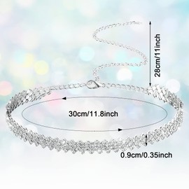 Yolev Rhinestone Choker Necklace Silver Women's Jewellery Diamond Choker Necklace Sparkling Crystal Necklaces Chain Jewellery Party Prom Accessories for Women and Girls, Rhinestone, No Gemstone