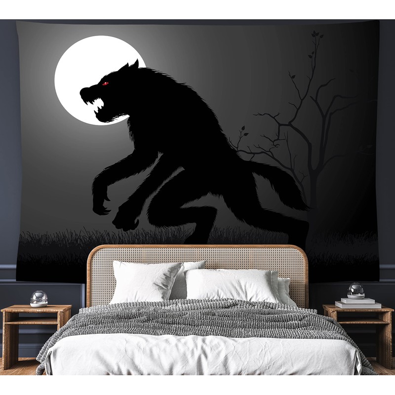 feelacle Werewolf Tapestry 80" X 60" Wolf Wall Hanging Party