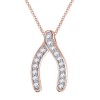 AFFY Round Cut Cubic Zirconia Wishbone Pendant Necklace in 14K