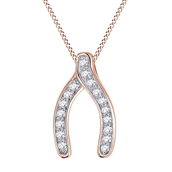 AFFY Round Cut Cubic Zirconia Wishbone Pendant Necklace in 14K