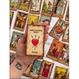 TheDarknessUnicorn - Tarot antiguo de tamaño de bolsillo para altar mini oráculo juego de adivinación