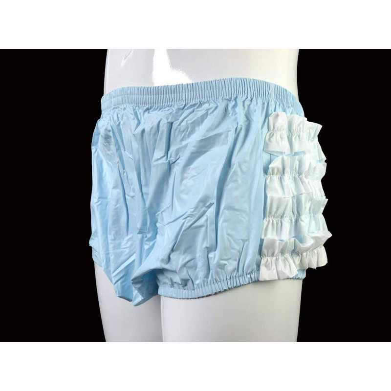 Haian Rumba Adult Plastic Ruffle Incontinence Pants White PVC (XX-Large,