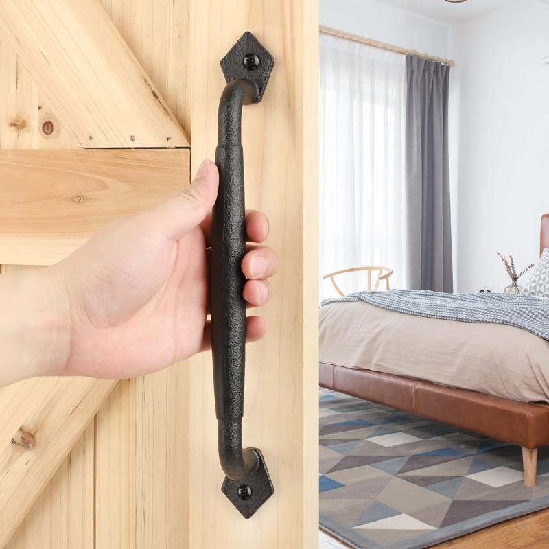 Eumtenr Sliding Rustic Barn Door Handles, 12 Inch Heavy Duty