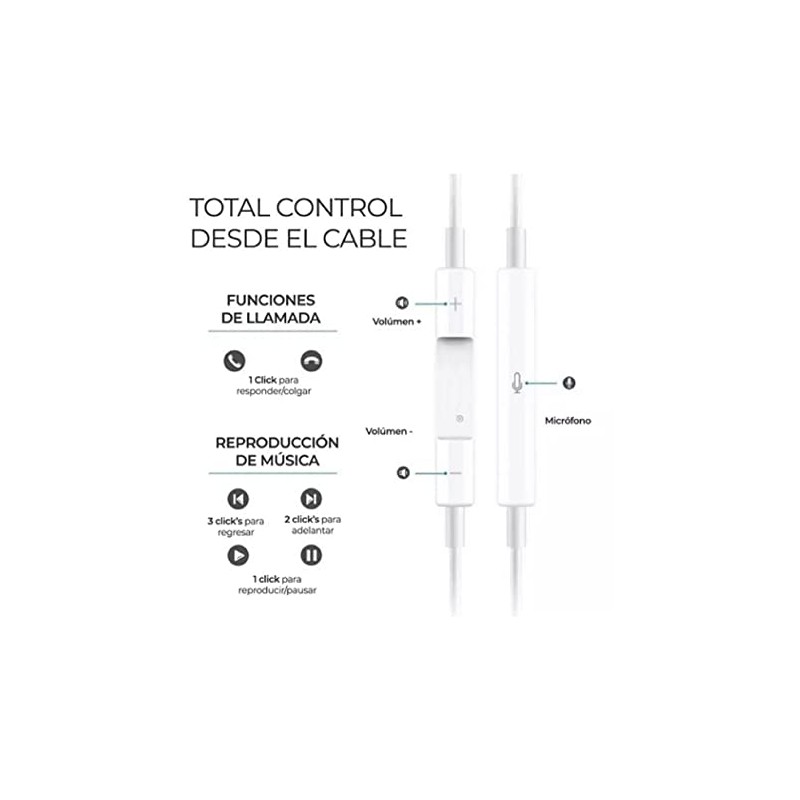 Tech Uino Auriculares USB C de 1.2m con Micrófono, Compatibles