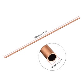 sourcing map Copper Round Tube 3mm OD 0.25mm Wall Thickness 300mm Length Pipe Tubing 2 Pcs