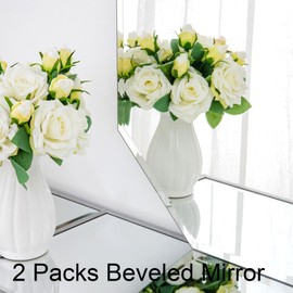 Chende 2 Packs Octagonal Bathroom Mirror with Beveled Edge, 18" x 36" Frameless Vanity Mirror for Bedroom, Entryways, Washrooms, Living Rooms, Modern Wall Mirror