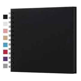 potricher 7 x 7 Inch DIY Scrapbook Album 40 Pages Hardcover Kraft Paper Scrap Book Photo Albums Memory Book for Wedding and Anniversary Family (Black, 7 Inch)