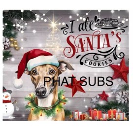 Unbranded 20oz Sublimation Tumbler Wrap Grey Hound Santa’s Cookies Ready To Press Transfer