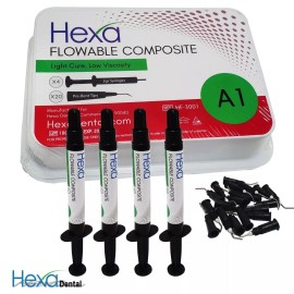 Hexa Dental Flowable Composite Light Cure A1 Shade Low Viscosity HEXA Made in USA