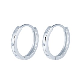 MOOFUN Mehrfish Earrings Silver 925 Hoop Earrings Small 10 mm Earring Women's Earrings with Zirconia Earrings Hoop Earrings for Mum Girlfriend Teenager Girls Sister Women Gift Birthday Gift, Sterling