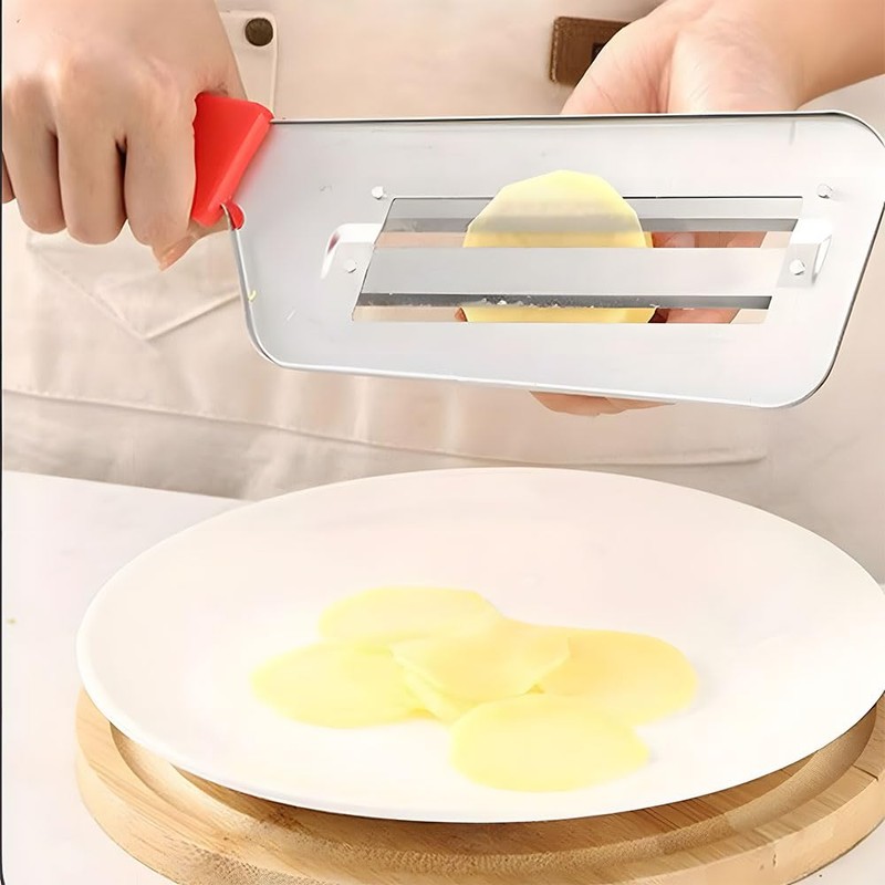 Stainless Steel Handheld Vegetable Chopper - Chip Cutter, Fruit Slicer,