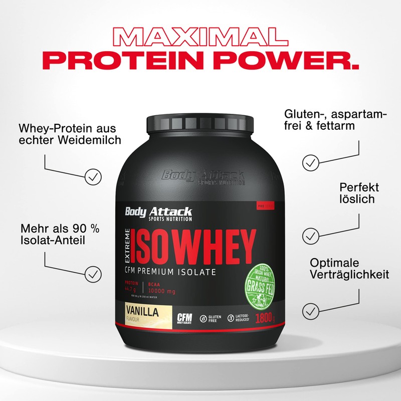 Body Attack Extreme ISO Whey, Vanilla, 1 Pack (1x 500