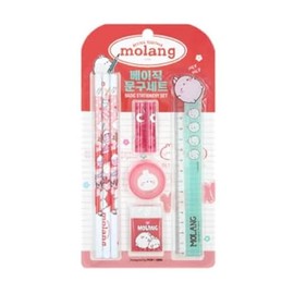 Generic TNB Cute Molang Character Pencil Set, 5 types of Molang pencils Package, design Supplies (Red), 200071