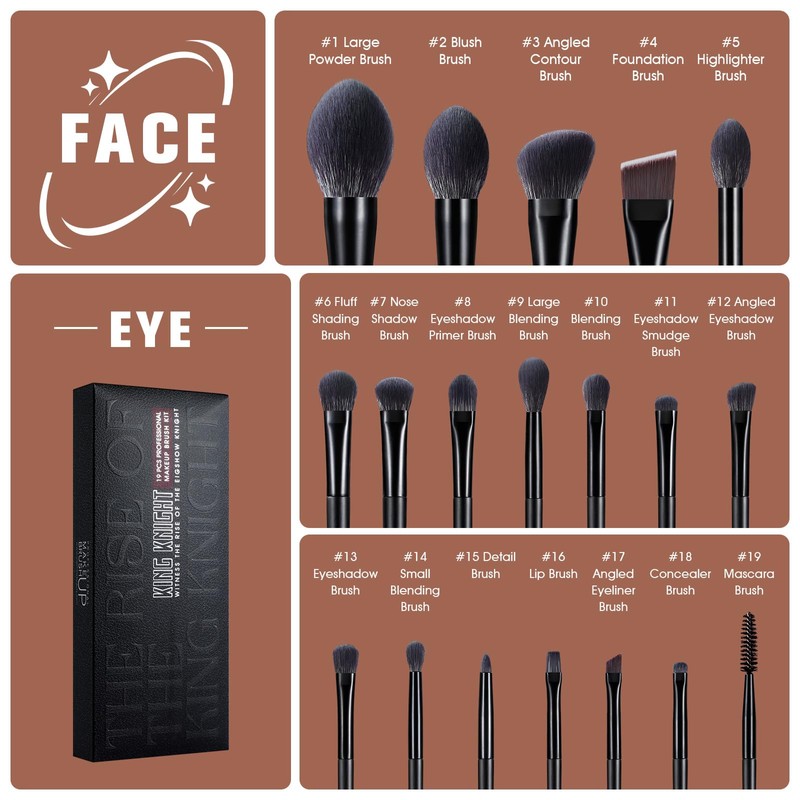 EIGSHOW 19 pcs Schminkpinsel Set Kingnight Series Pinsel Makeup Pinsel