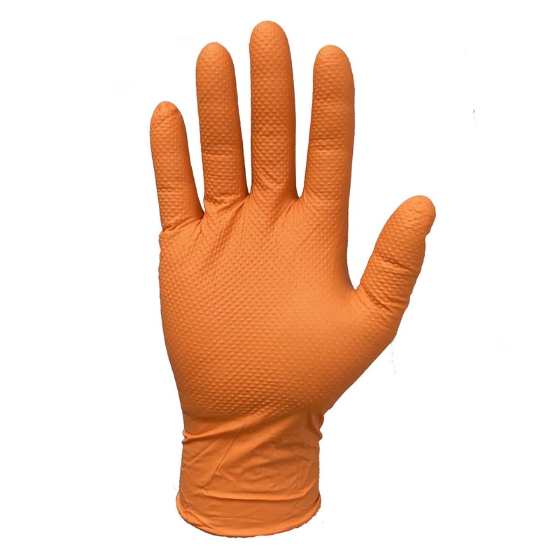 Ruvigrab - Orange Diamond Nitrile Disposable Work Gloves | High