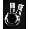 QWORK 500ml Glass 2-Neck Round Bottom Flask with 24/40 Center