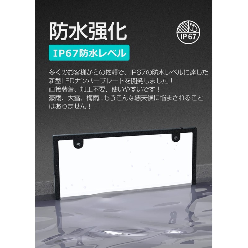 HIUGO Shaped LED License Plate LED Light License Plate Front