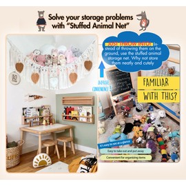 MIUSBIT Macrame Stuffed Animal Hammock Net for Stuffed Animals Corner Large Boho Teddy Bear Hammock with Boho Tassels, Plushie Storage for Kids Stuffy Hammock Nursery Bedroom Wall Decor(Brown)