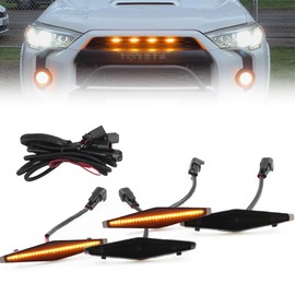 LED Grill Lights for Toyota 4Runner 2014-2024 TRD Pro and 2014-2019 SR5, Premium, Limited, TRD Off-Road, Smoked Lens Amber LED Vehicle Grill Lights Accessories with Harness, 4 PCS