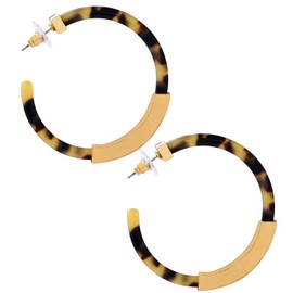 Hoop Earrings for Women Geometry Acrylic Resin Earrings Bohemia Tortoise Shell Earrings Mottled Statement Stud Earrings Fashion Jewelry (Light Leopard)