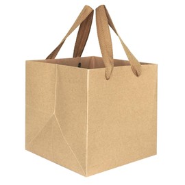 IN-JOOYAA Kraft Brown Square Gift Bags 12 in Large Square Bottom Kraft Paper Bags Party Favor Bags with Handle 1 Pcs (12 x 12 x 12 inch, Brown)