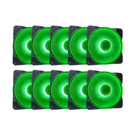 APEVIA CO1012L-GN Cosmos 120mm Green LED Ultra Silent Case Fan w/ 16 LEDs & Anti-Vibration Rubber Pads (10 Pk)